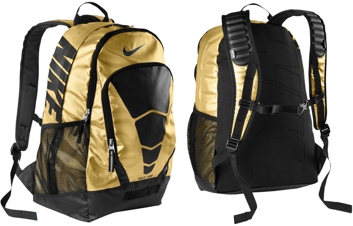 nike max air vapor metallic backpack gold