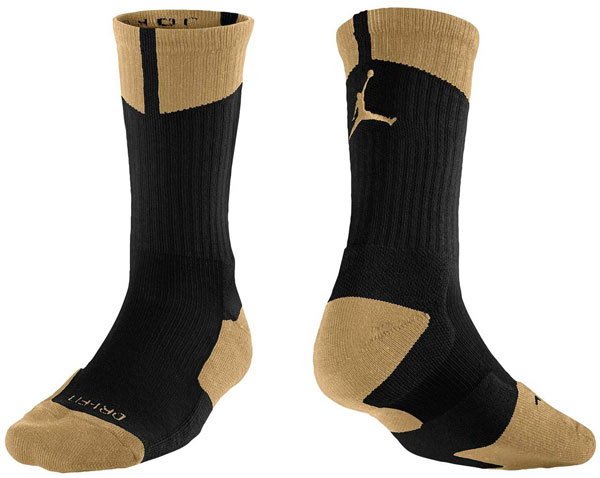 gold and black jordan socks
