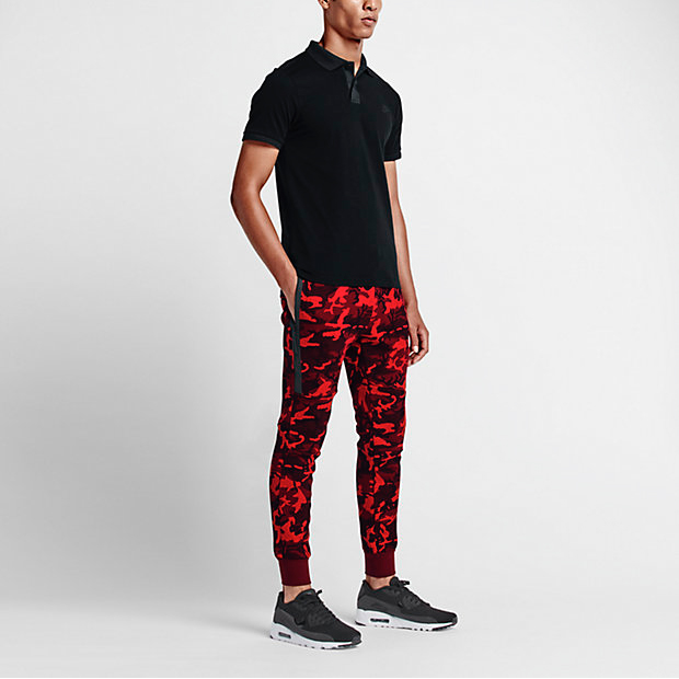 Nike Tech Fleece Camo Pants in Team Red | SportFits.com