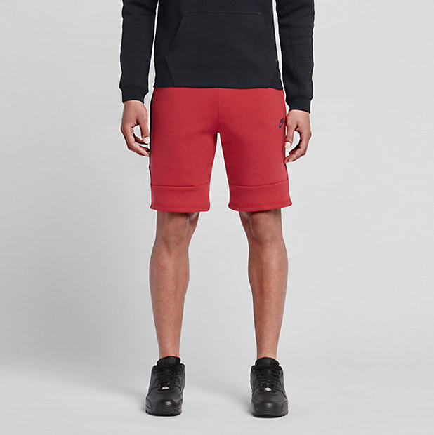 red nike fleece shorts mens