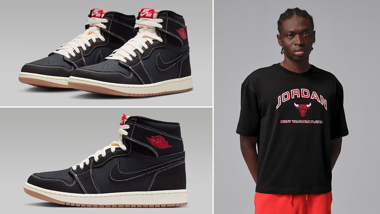 Air Jordan 1 High OG Flight Club x Jordan Flight Essentials Men's Boxy Graphic Black T-Shirt to Match Sneakers