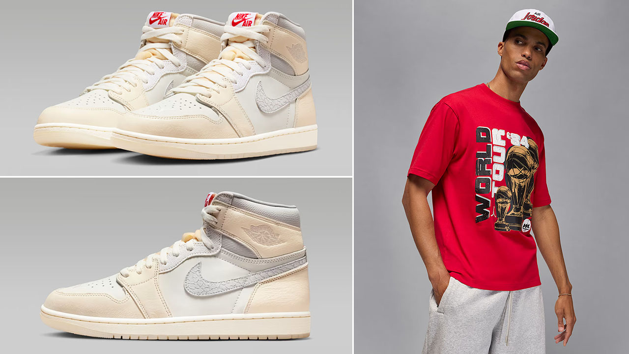 Air Jordan 1 High OG Sail Mens Shoes and Graphic T Shirt Outfit