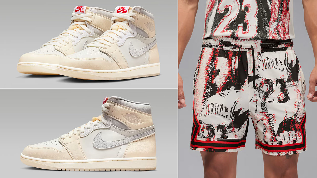 Air Jordan 1 High OG Sail Mens Shoes and Shorts Outfit