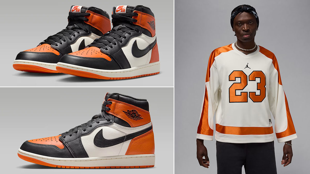 Air Jordan 1 High OG Shattered Backboard 2025 Shoes x Jordan Brooklyn Collegiate Hockey Jersey