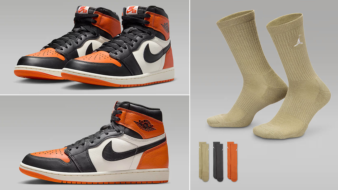 Air Jordan 1 High OG Shattered Backboard 2025 Shoes x Jordan Everyday Crew Socks