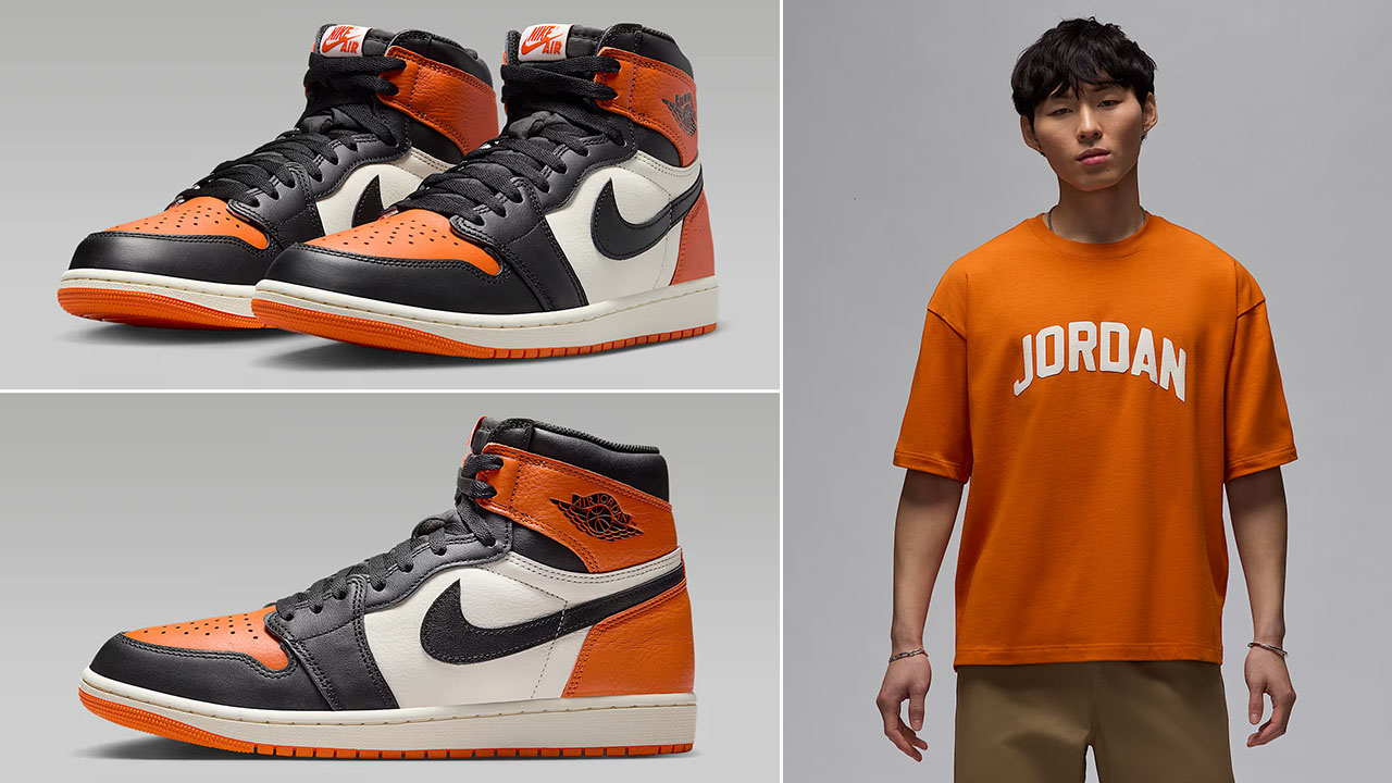 Air Jordan 1 High OG Shattered Backboard 2025 Shoes x Jordan Flight Essentials T Shirt