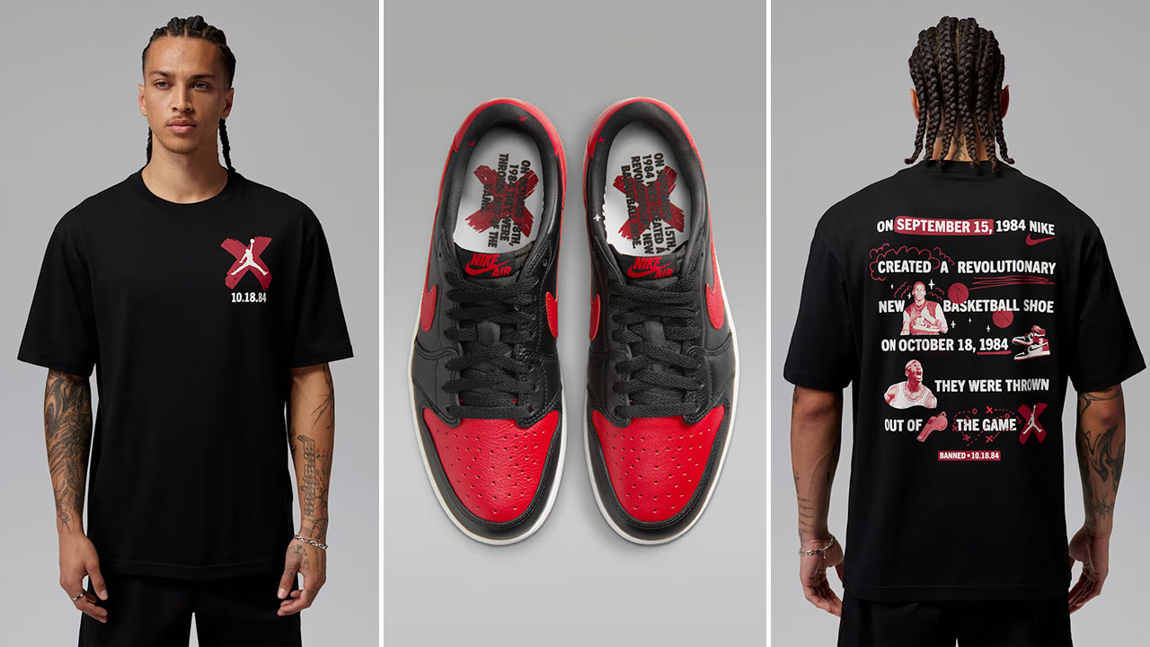 Air Jordan 1 Low OG Banned Shoes and Shirt to Match