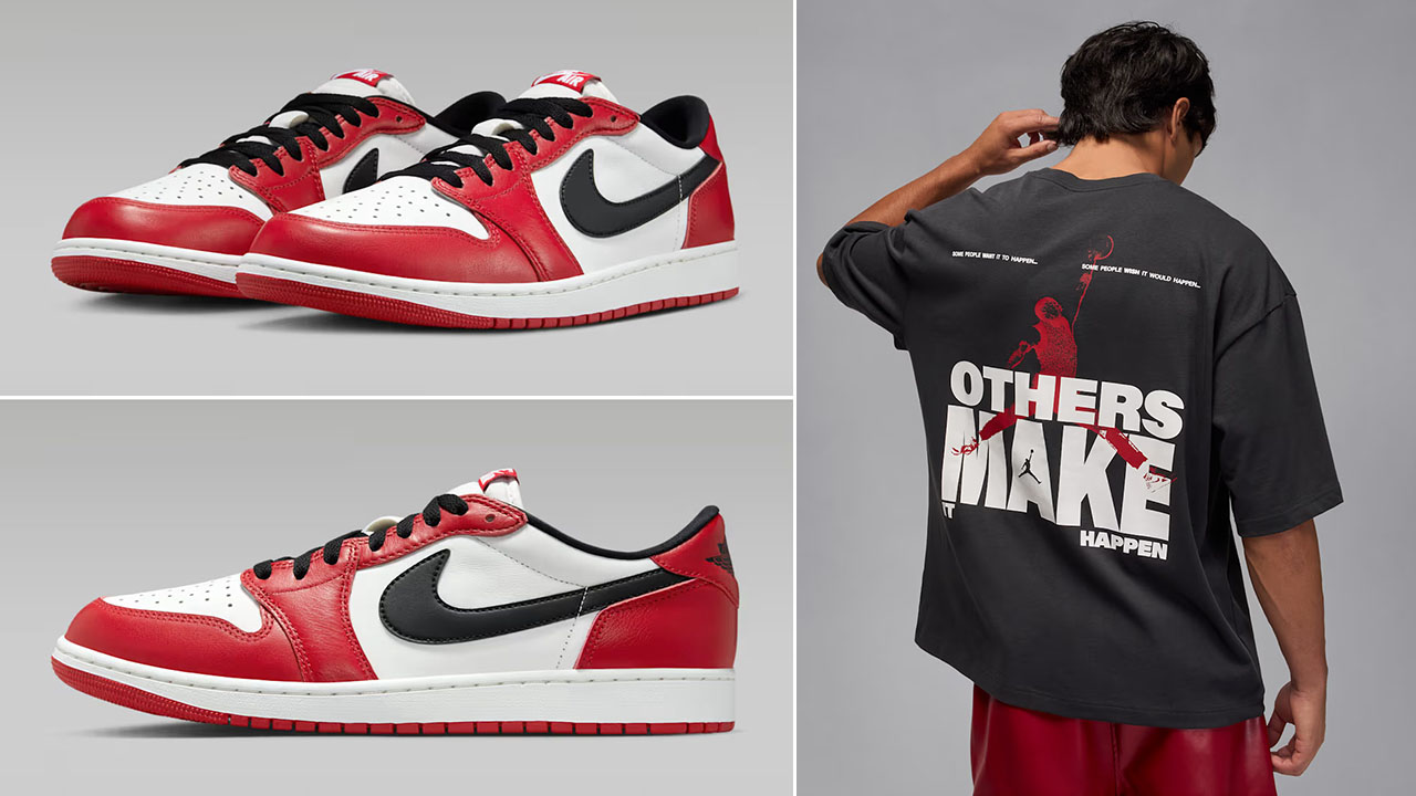 Air Jordan 1 Low OG Chicago 2025 Sneakers and Black Shirt Outfit