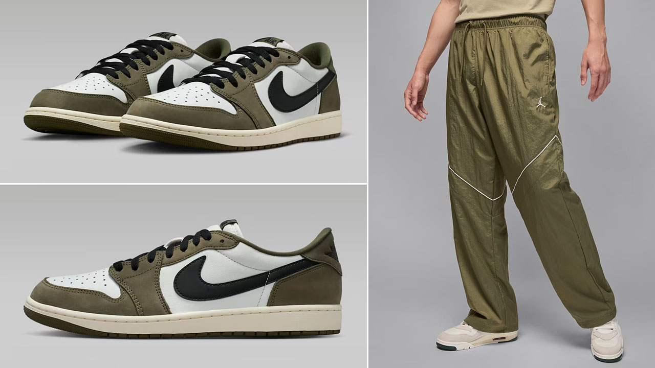 Air Jordan 1 Low OG Medium Olive x Jordan Brooklyn Draft Pants
