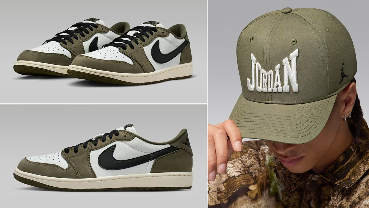 Air Jordan 1 Low OG Medium Olive x Jordan Brooklyn Rise Snapback Hat