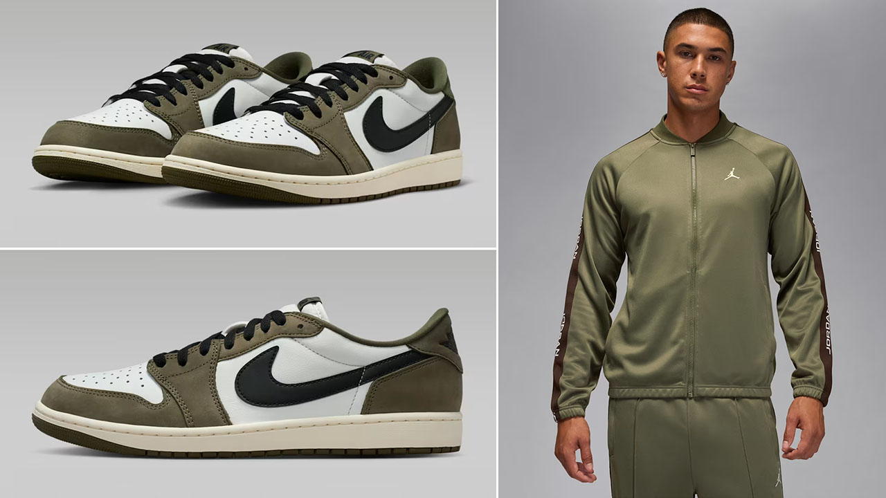 Air Jordan 1 Low OG Medium Olive x Jordan Mens Tracksuit Jacket