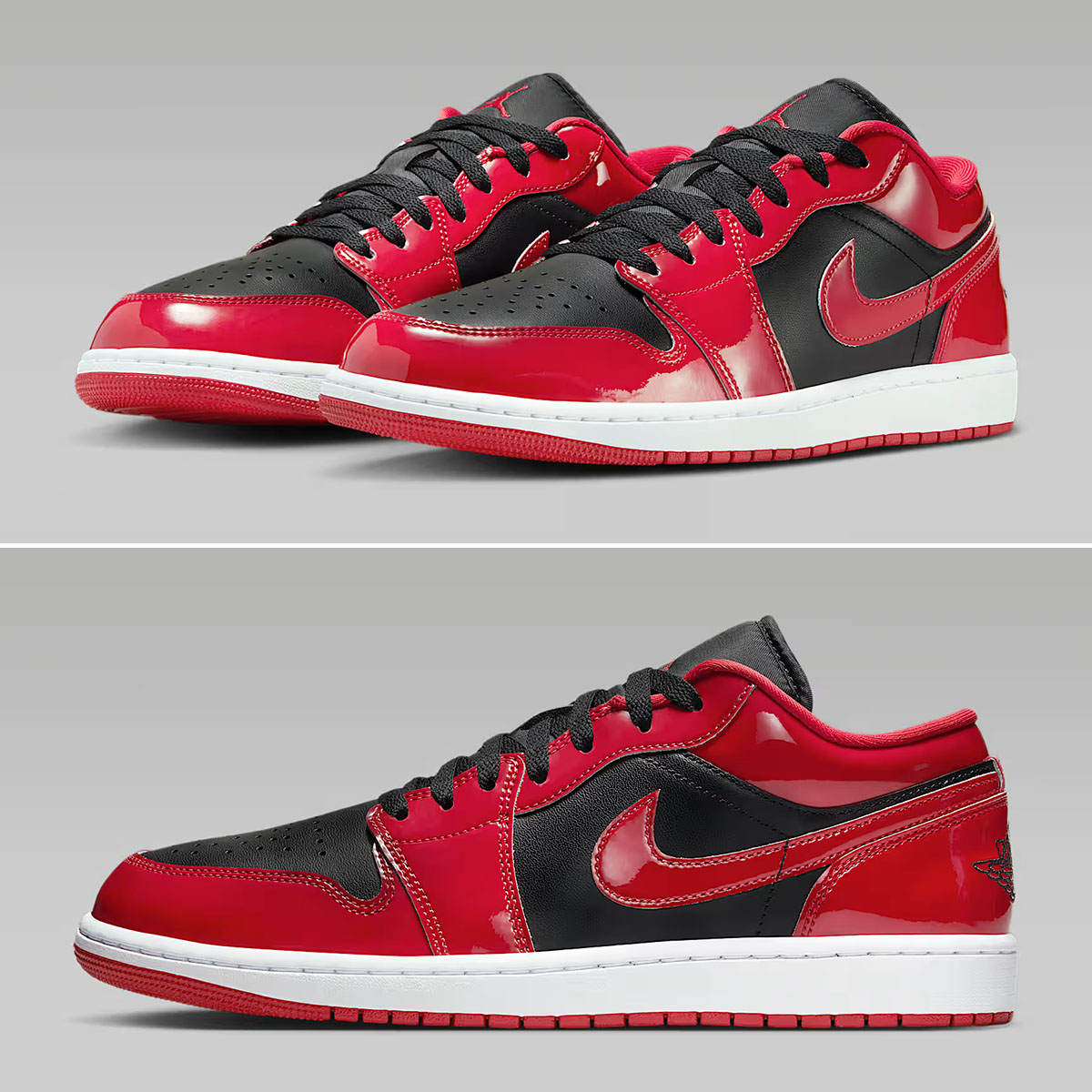 Air Jordan 1 Low SE Patent Black White Varsity Red Mens Shoes HV4089-006