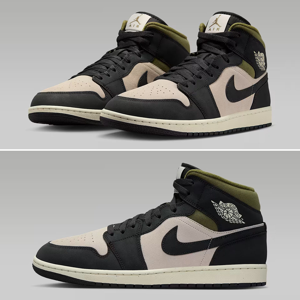 Air Jordan 1 Mid SE Light Orewood Brown Medium Olive Sail Off Noir Mens Shoes HV4091-102