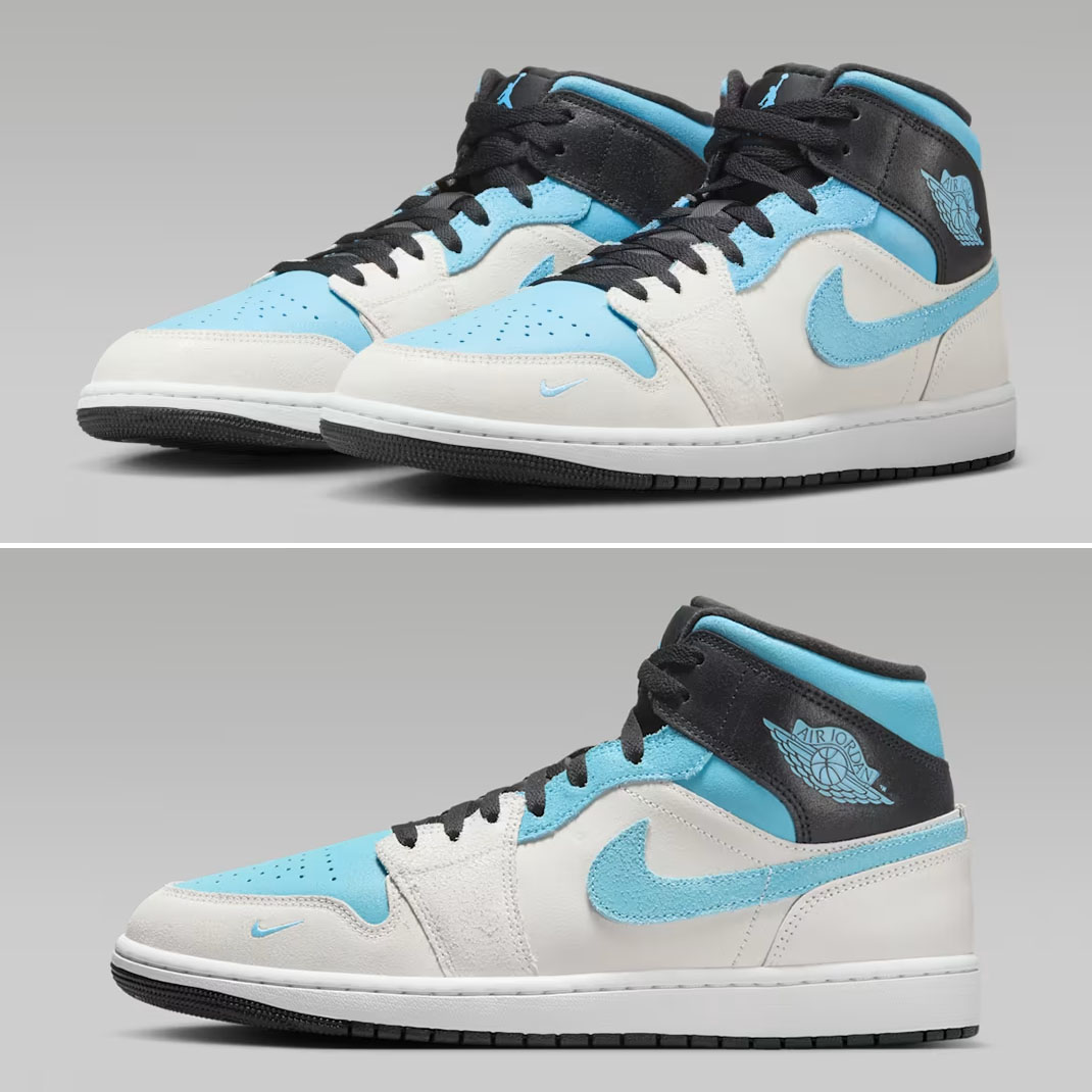 Air Jordan 1 Mid SE Summit White Black Blue Chill Mens Shoes IM6567-121