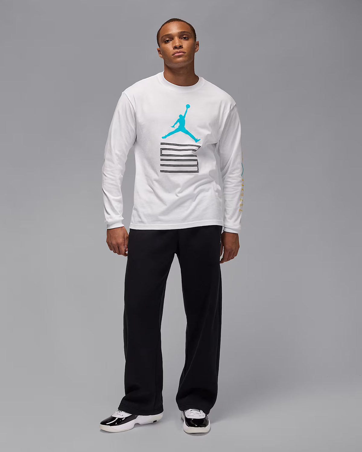 Air Jordan 11 Gamma 2025 Mens Long Sleeve T Shirt White Gamma Blue Outfit
