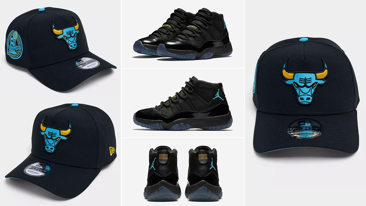 Air Jordan 11 Gamma Blue 2025 New Era Bulls Snapback Hat, image size:1280x720