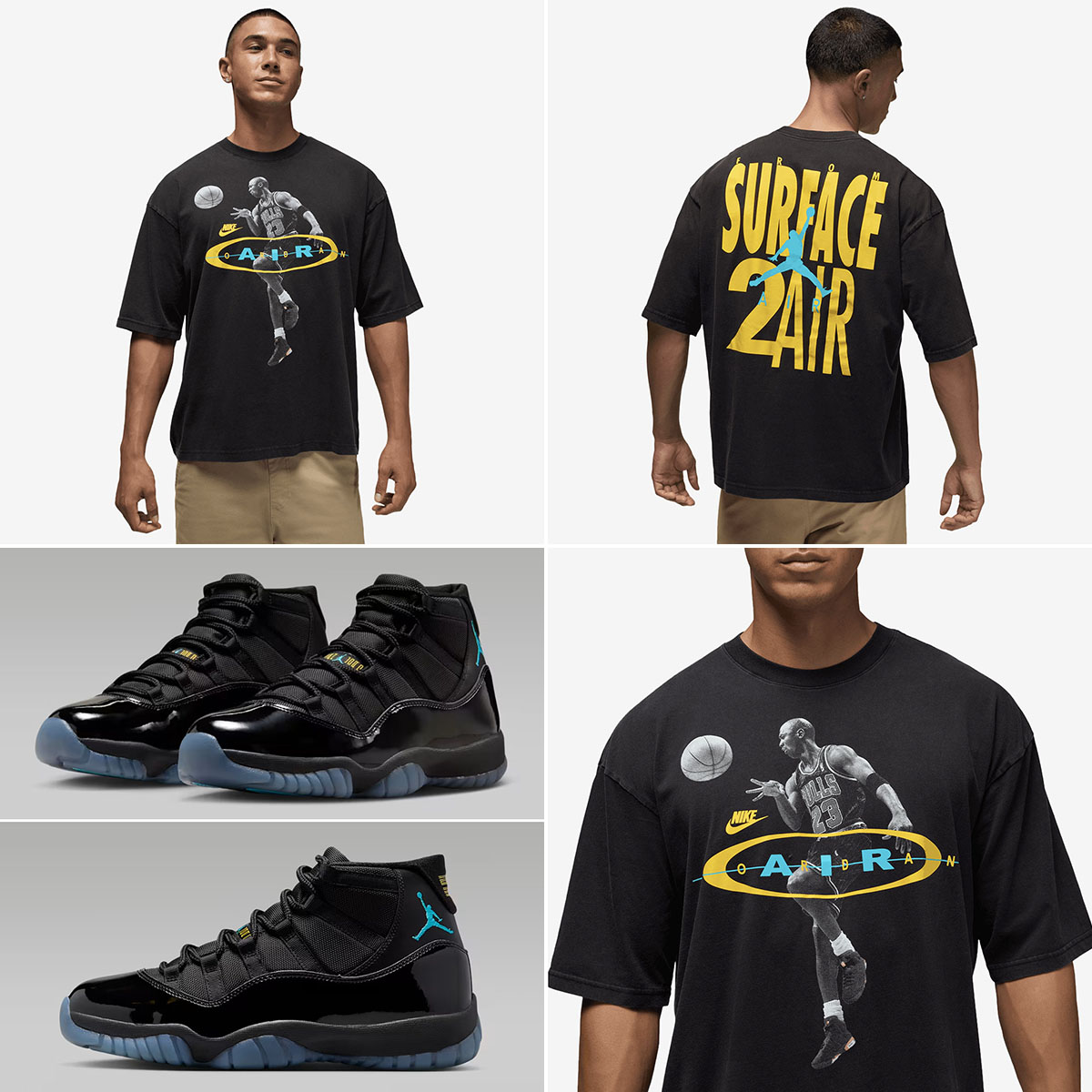 Air Jordan 11 Gamma 2025 Surface 2 Air T Shirt Black Gamma Blue