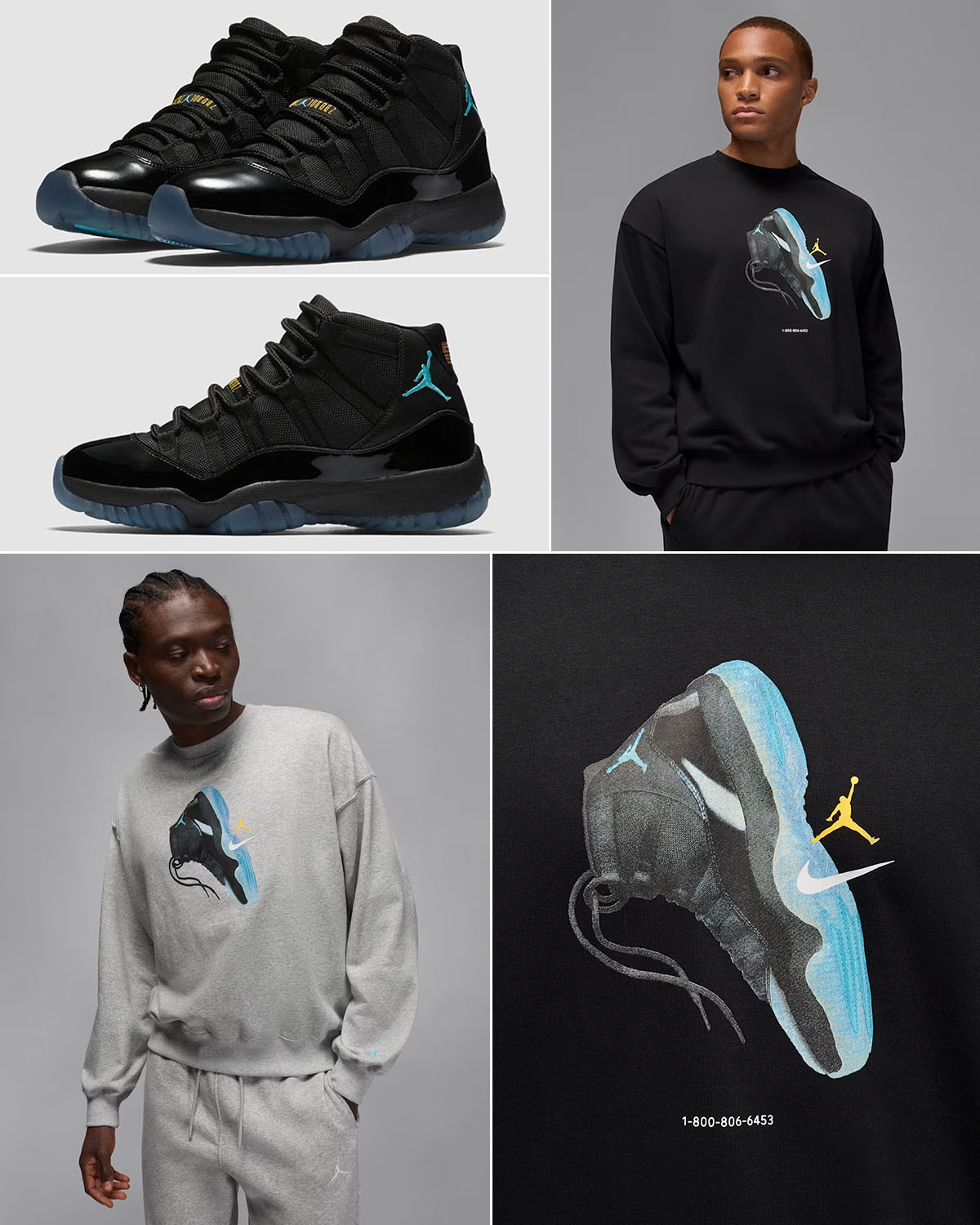 Air Jordan 11 Gamma Blue 2025 Mens Brooklyn Fleece Crewneck Sweatshirt Outfit
