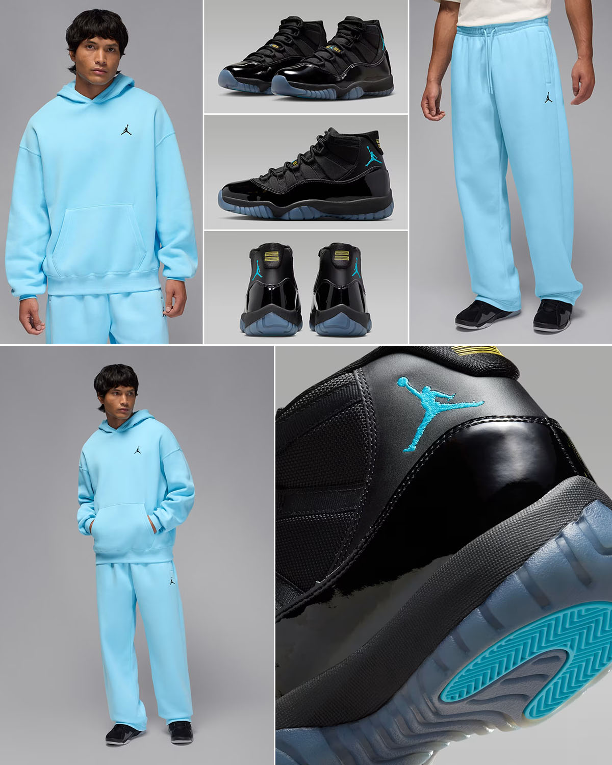Air Jordan 11 Gamma Blue 2025 x Jordan Brooklyn Fleece Hoodie and Pants Outfit