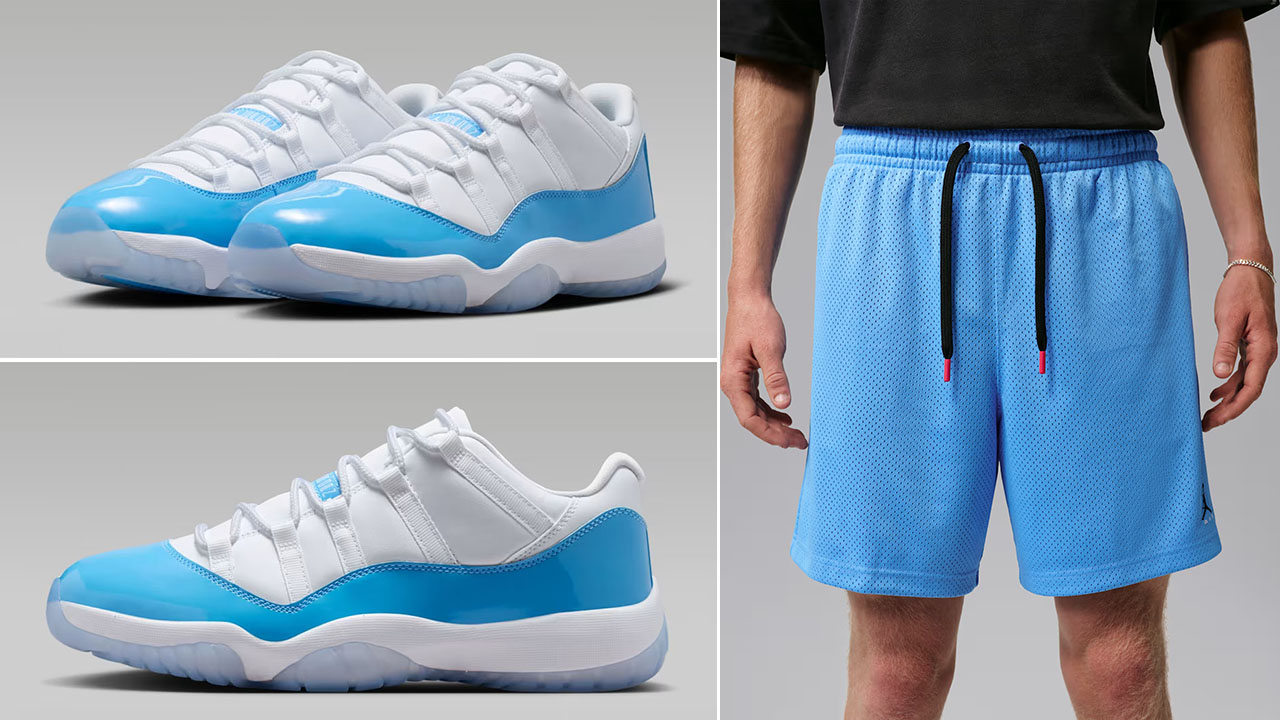 Air Jordan 11 Low UNC University Blue x Jordan Men’s Mesh Shorts to Match Sneakers
