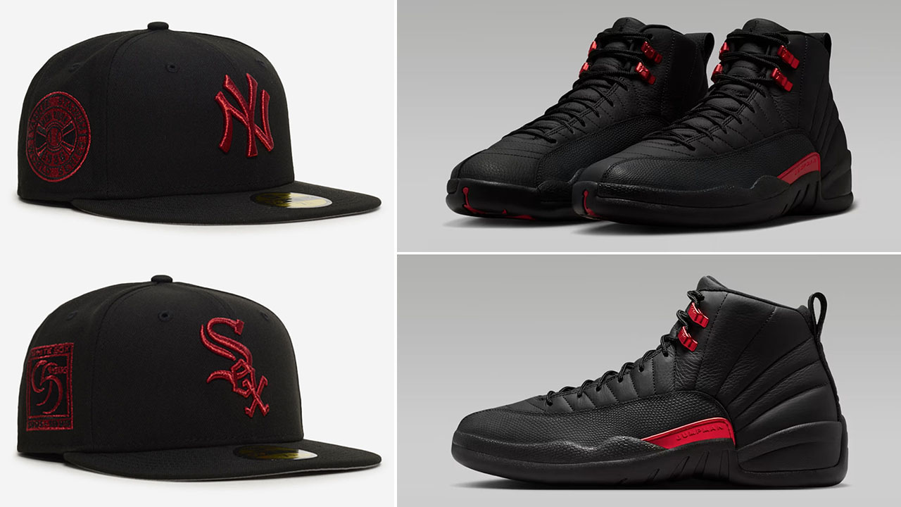 Air Jordan 12 Bloodline x New Era 59FIFTY Fitted Hats to Match Sneakers