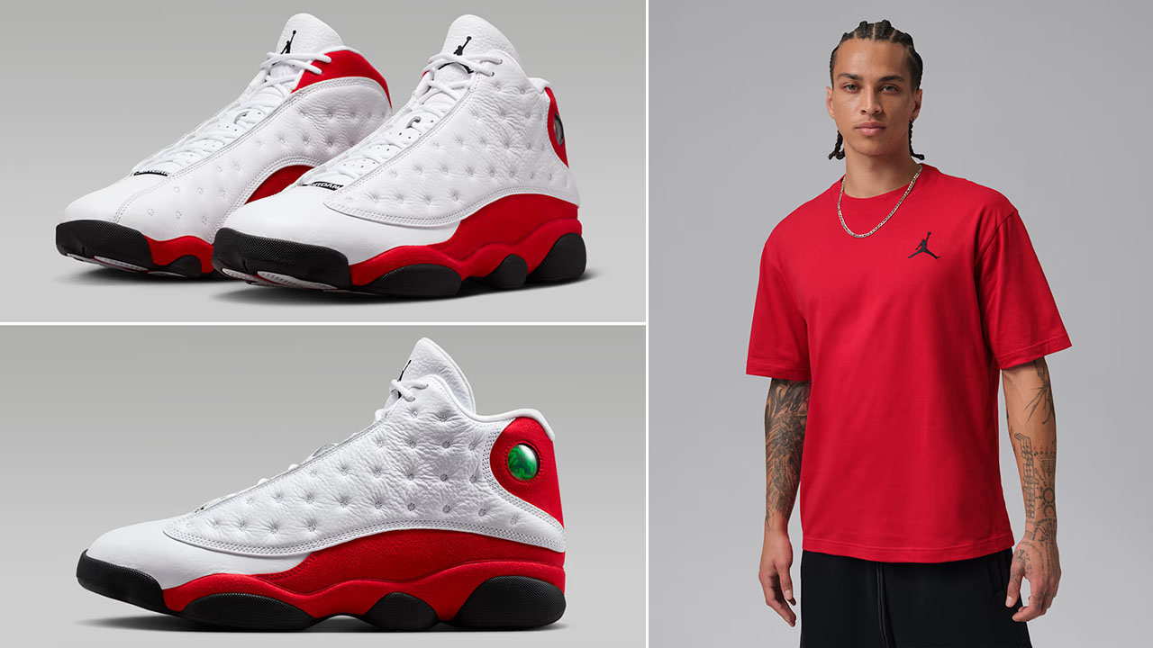 Air Jordan 13 Chicago Cherry 2026 x Jordan Men's Embroidered Jumpman T-Shirt