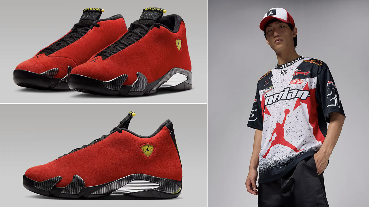 Air Jordan 14 Ferrari 2025 Motorsport Shirt Outfit