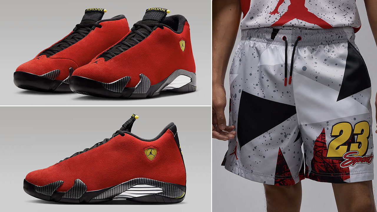 Air Jordan 14 Ferrari 2025 Motorsport Shorts Outfit