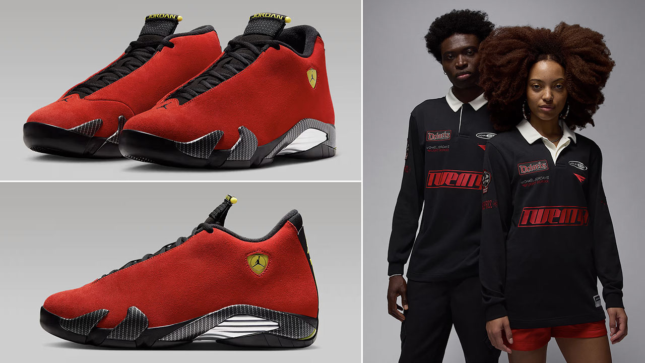 Air Jordan 14 Ferrari 2025 Rugby Shirt Outfit