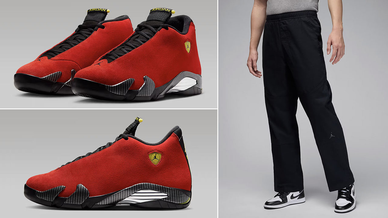 Air Jordan 14 Ferrari 2025 Woven Pants Outfit