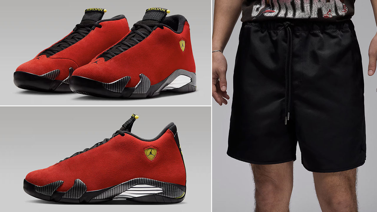 Air Jordan 14 Ferrari 2025 Woven Shorts Outfit