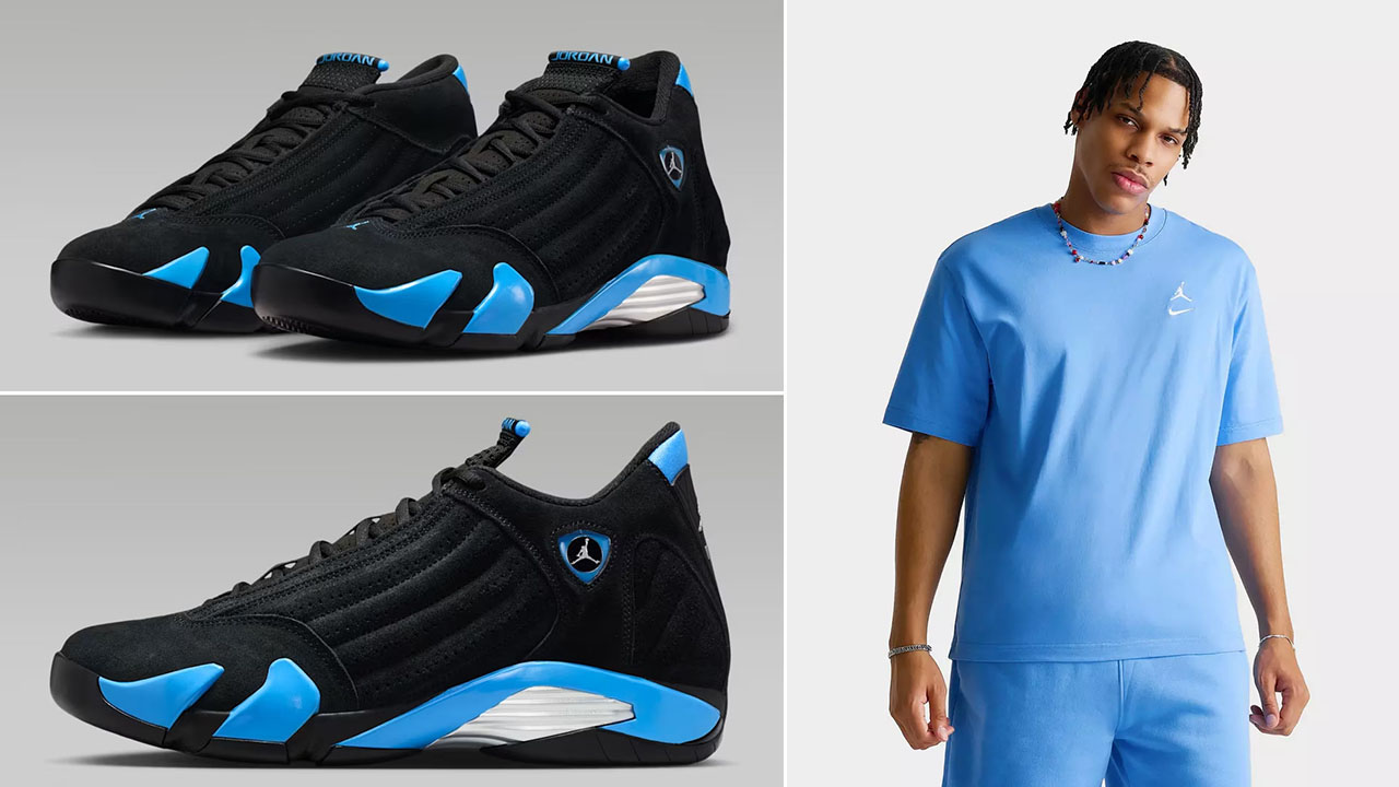 Air Jordan 14 University Blue 2026 x Jordan Brooklyn Swoosh Logo Mens T Shirt to Match Sneakers