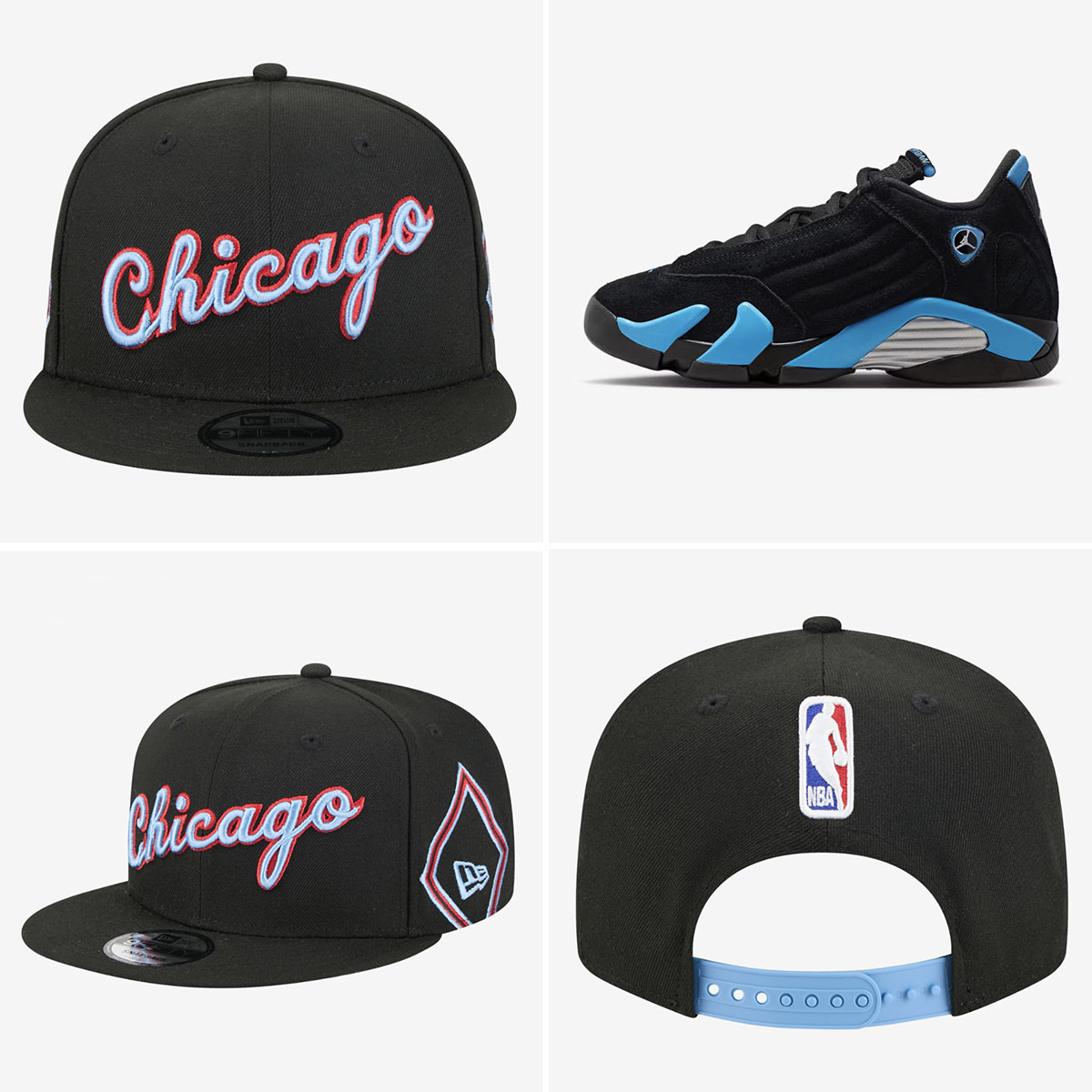 Air Jordan 14 University Blue 2026 x New Era Chicago Bulls Snapback Hat to Match Sneakers