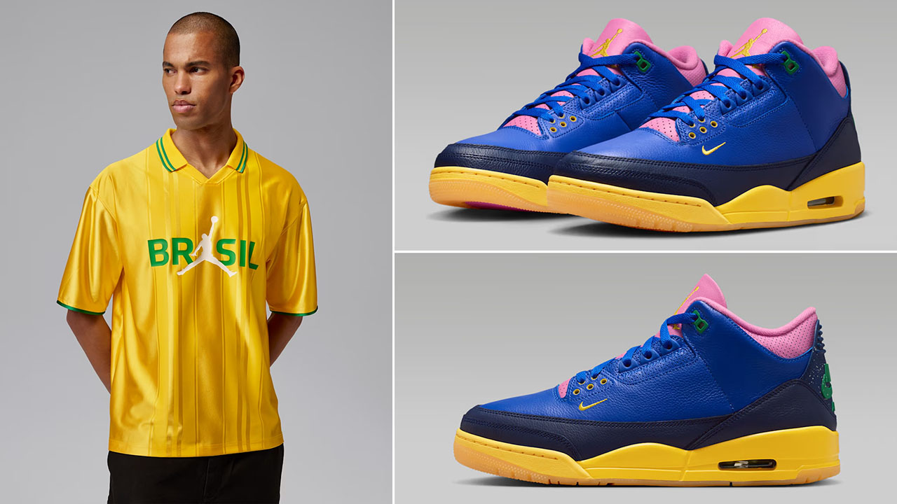 Air Jordan 3 Brazil x Jordan Brazil Men’s Yellow Polo Shirt to Match Sneakers