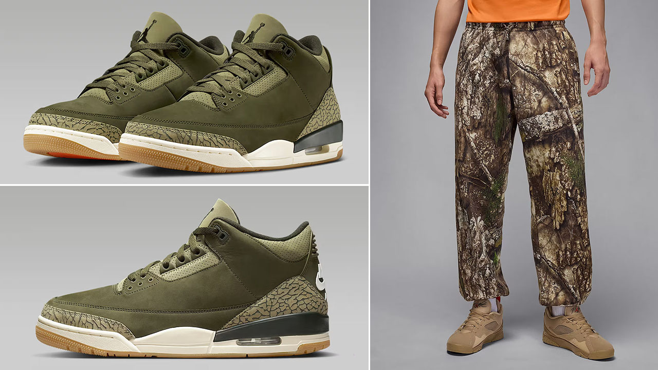 Air-Jordan-3-Family-Affair-Medium-Olive-Shoes-x-Jordan-Brooklyn-Mens-Fleece-Realtree-Camo-Pants-Outfit