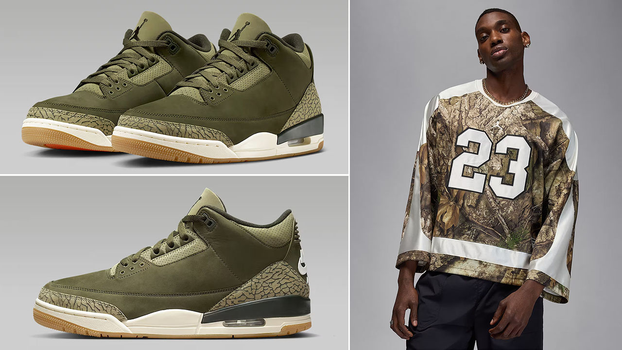 Air-Jordan-3-Family-Affair-Medium-Olive-Shoes-x-Jordan-Brooklyn-Mens-Realtree-Camo-Hockey-Jersey-Outfit