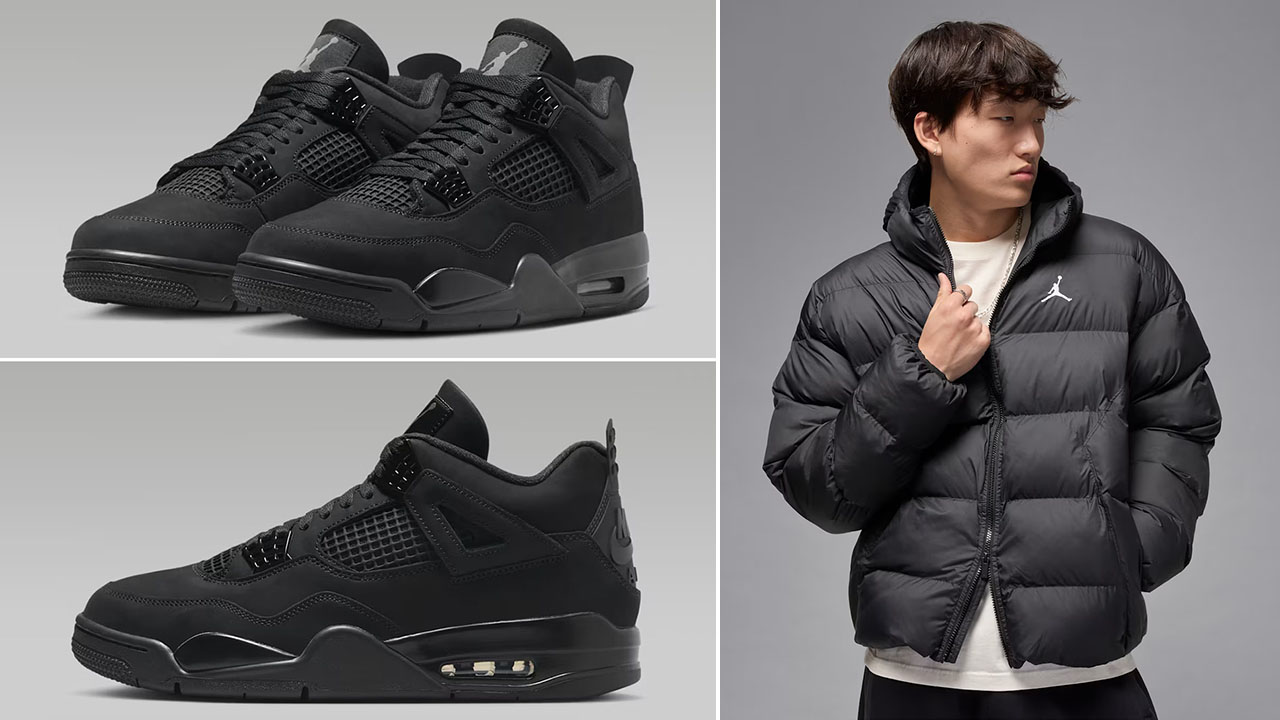 Air Jordan 4 Black Cat 2025 Shoes x Jordan Brooklyn Puffer Jacket Outfit