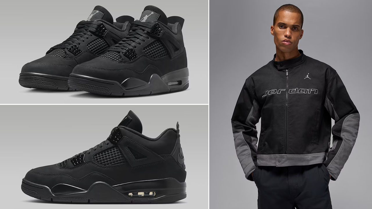 Air Jordan 4 Black Cat 2025 x Jordan Brooklyn Mens Motorsport Jacket Outfit