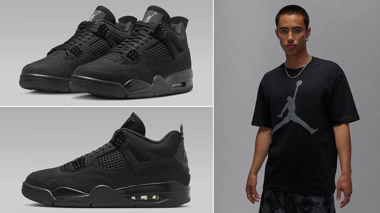 Air Jordan 4 Black Cat 2025 x Jordan Jumpman Mens T Shirt Outfit