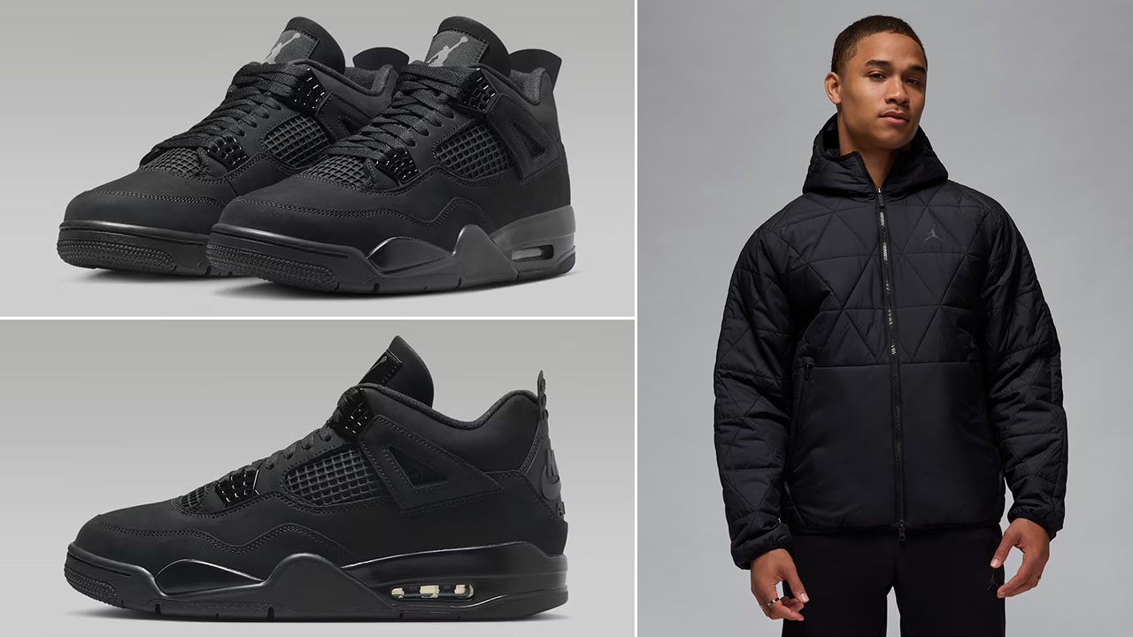 Air Jordan 4 Black Cat 2025 x Jordan Sport Mens Black Therma Fit Jacket Outfit