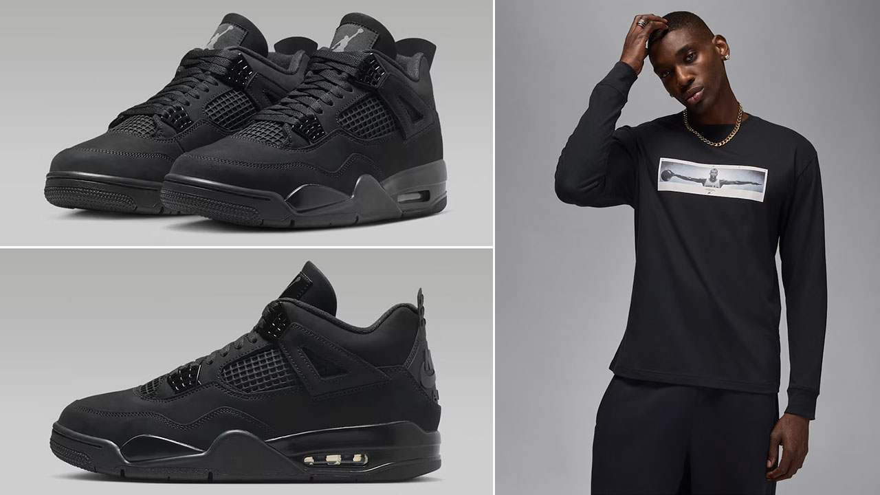 Air Jordan 4 Black Cat 2025 x Jordan Wings Long Sleeve T Shirt Outfit