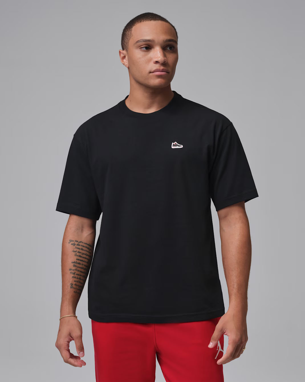 Air Jordan 4 Bred Mens Sneaker Patch T Shirt Black 1