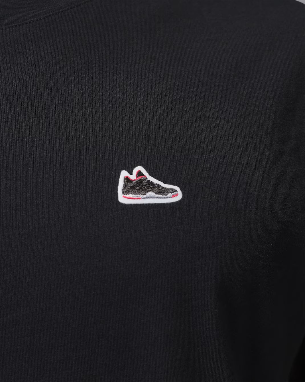 Air Jordan 4 Bred Mens Sneaker Patch T Shirt Black 2