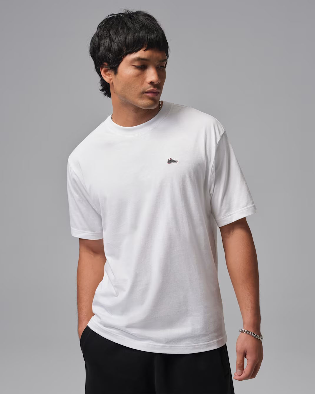 Air Jordan 4 Bred Mens Sneaker Patch T Shirt White 1