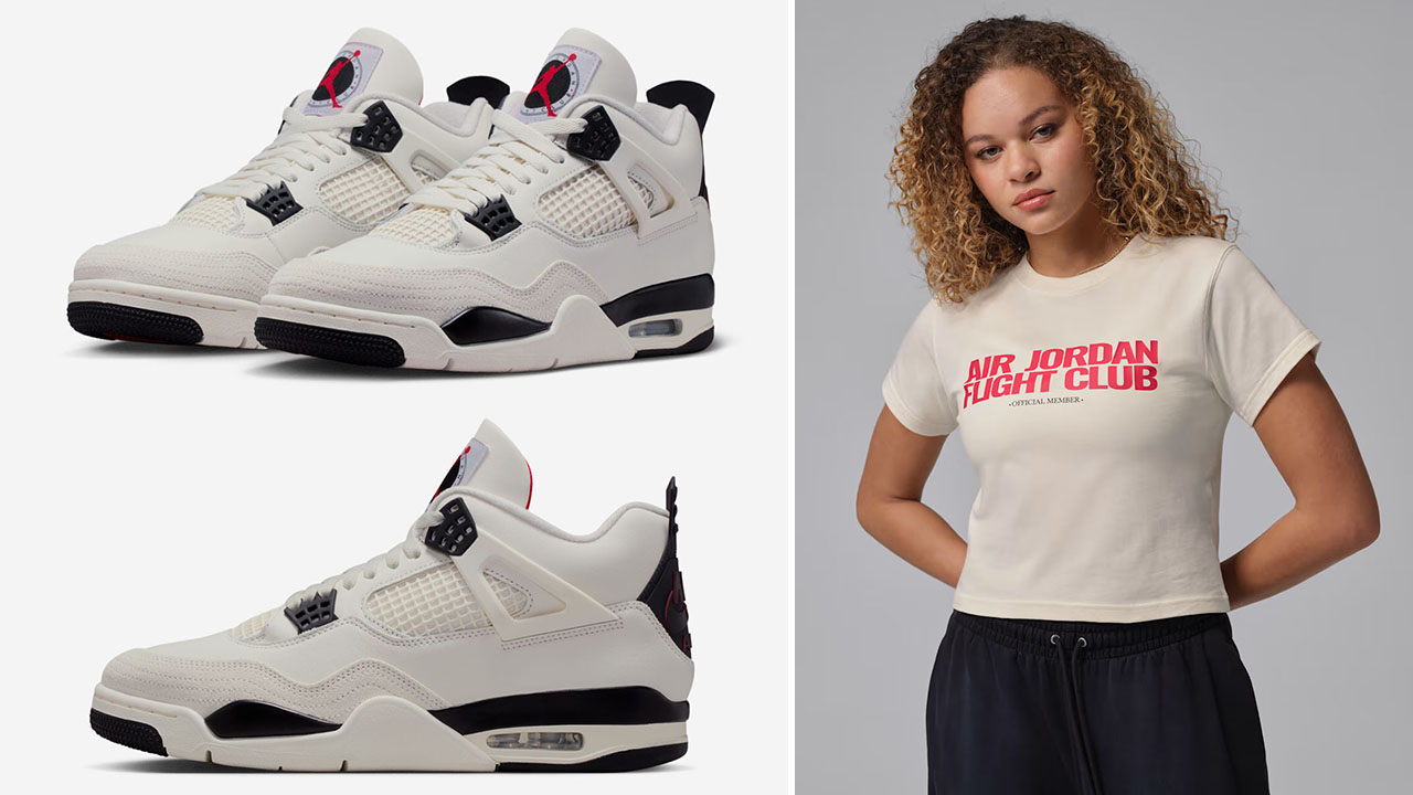 Air Jordan 4 Flight Club Womens T Shirt Pale Ivory