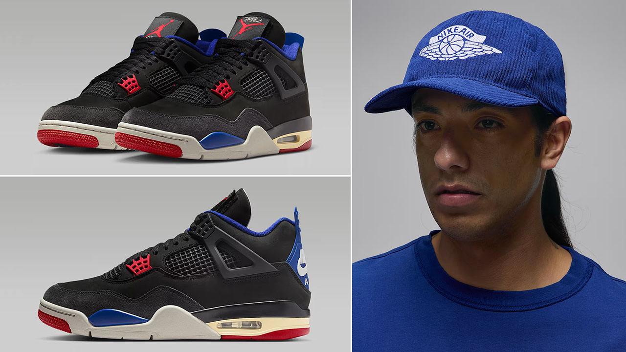 Air Jordan 4 Rare Air Shoes and Blue Hat