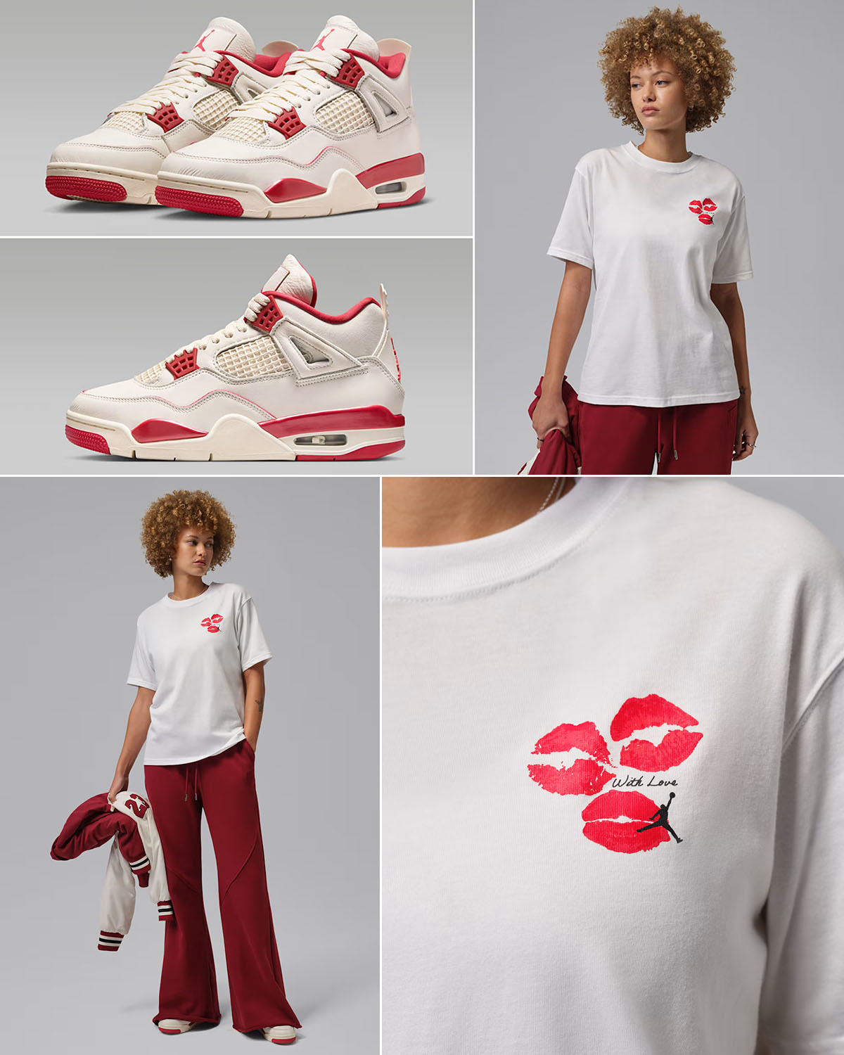Air Jordan 4 Valentines Day 2026 Sneakers x Jordan Womens With Love White T Shirt Outfit