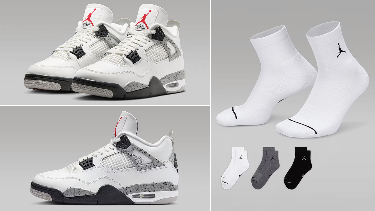 Air Jordan 4 White Cement x Jordan Ankle Socks