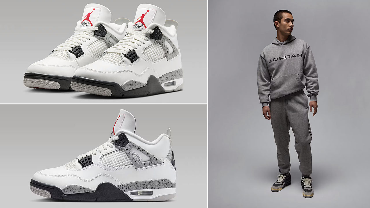 Air Jordan 4 White Cement x Jordan Essentials Air Stretch Hoodie and Pants