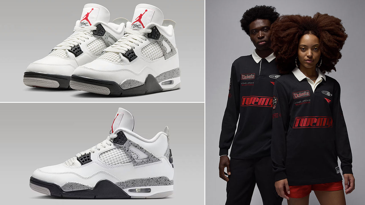 Air Jordan 4 White Cement x Jordan Essentials Rugby Polo Top